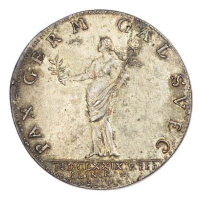 SWEDEN KARL XI PEACE OF SWEDEN GERMANY AND FRANCE, CAST SILVER MEDAL
