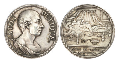 Death of Cato, Famous Romans, Silver Medal by J. Dassier 1740-50