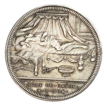 Death of Cato, Famous Romans, Silver Medal by J. Dassier 1740-50