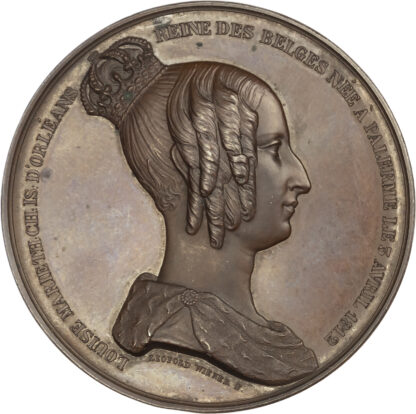 Belgium, Death of Queen Louise of Orléans, 1850, Copper Medal