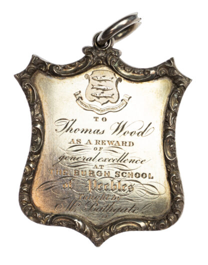 Scottish Border Peebles The Burgh School Silver Prize Medal 1832 to Thomas Wood