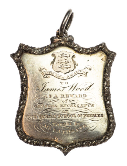 Scottish Borders Peebles The Burgh School, Silver Prize Medal 1829 to James Wood