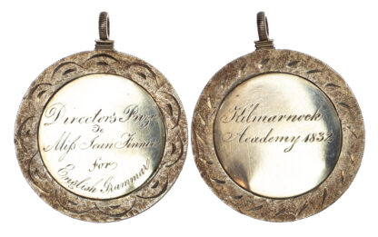 Scotland, Kilmarnock Academy, Silver Directors Prize Medal 1832 For English Grammar to Jean Finnie
