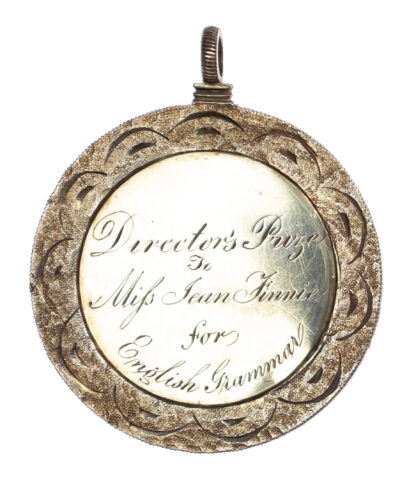 Scotland, Kilmarnock Academy, Silver Directors Prize Medal 1832 For English Grammar to Jean Finnie