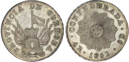 Argentina, silver 4 Reales, 1852, Córdoba