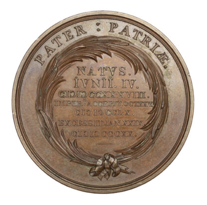Death of George III, Copper Medal 1820 by C.H. Kuchler