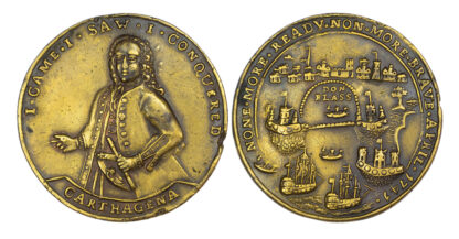 George II (1727-1760), Attack on Cartagena by Admiral Vernon, 1741, Pinchbeck Medal