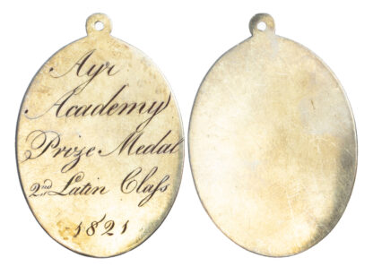 Scotland, Ayr Academy, Silver Prize Medal 1821, 2nd Class, Latin