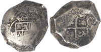 Mexico (colonial), silver cob of 8 Reales - Vliegenthart shipwreck