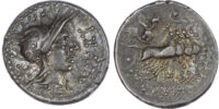 Q. Curtius and M. Sergius Silus, Silver Denarius
