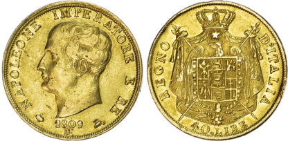 Italy, Napoleon (1804-1814), gold 40 Lire, 1809, Milan