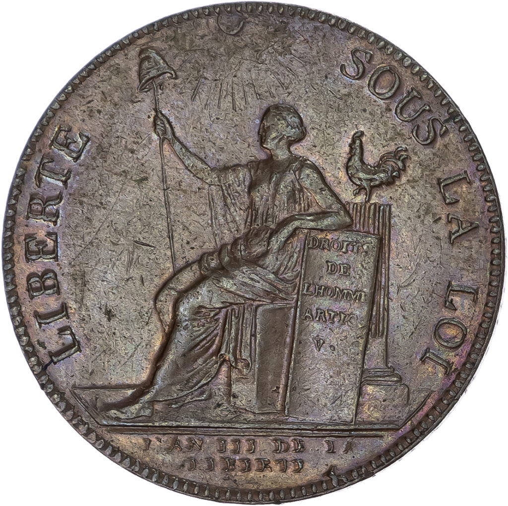 France, Constitution (17911792), Monneron Brothers, bronze 2 Sols