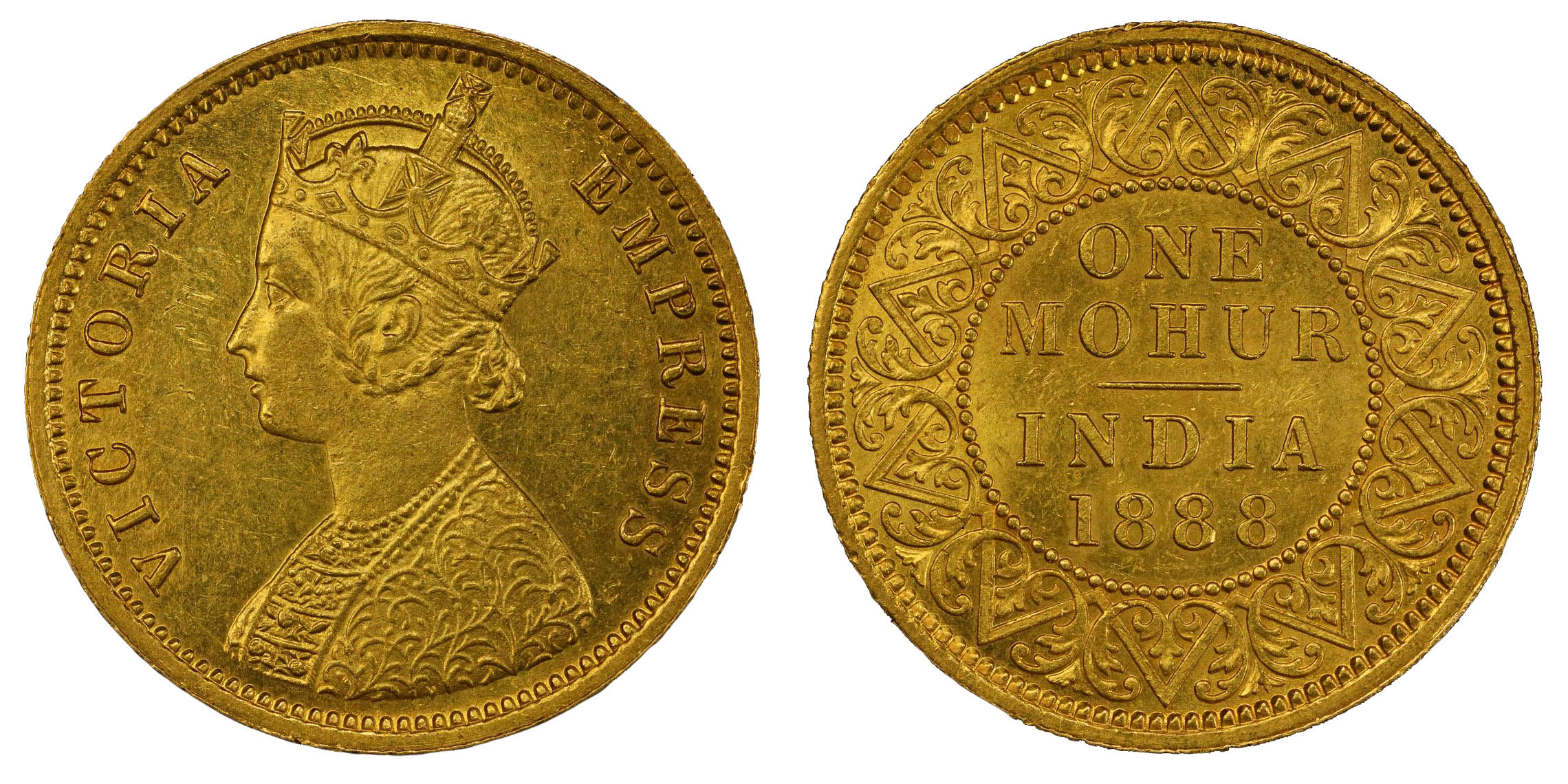 India, EIC, Victoria (1837-1901), gold Mohur, 1888 - AU 58