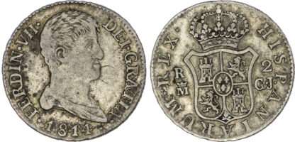 Spain, Ferdinand VII (1808-1833), silver 2 Reales, 1814