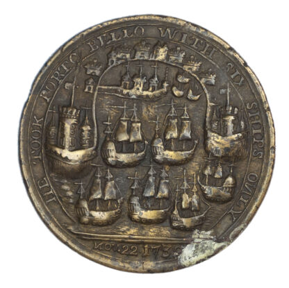 Admiral Vernon, Porto Bello Taken 1739, AE Brass Medal