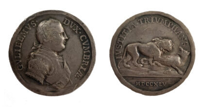 George II, Duke of Cumberland, Battle Culloden "Rebels of Repulsed", Silver Medal 1745