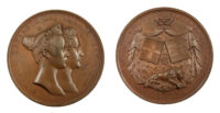 Greece, Otto I (1832-1862) and Queen Amalia, Bronze Marriage Medal 1836