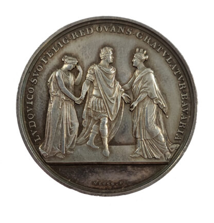 Greece, Otto I (1832-1862), Return of Ludwig I of Bavaria (Father of the King) from Greece, Silver Medal 1836