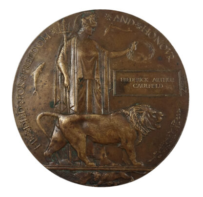 Great War Memorial Plaque to Private Frederick Arthur Caulfield
