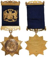 Freemasonry, Scotland, The Lodge of St. Clair of Dysart, No 520, an important presentation gold jewel to the Earl of Rosslyn, 1893