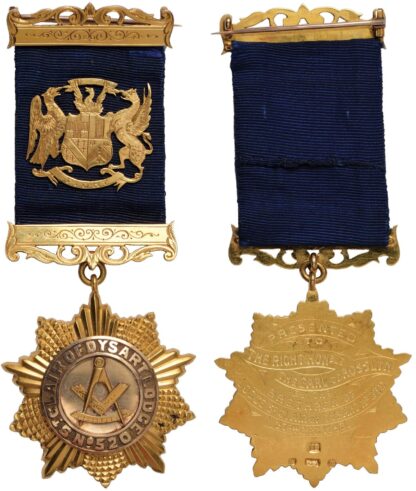 Freemasonry, Scotland, The Lodge of St. Clair of Dysart, No 520, an important presentation gold jewel to the Earl of Rosslyn, 1893
