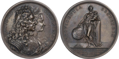 Jacobite, James (III), Elder Pretender and Princess Maria Clementina Sobieska, Birth of Prince Charles Edward 1720, copper medal