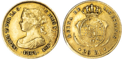 Spain, Isabel II (1833-1868), gold 20 Reales, 1861