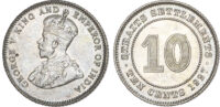 Straits Settlements, George V (1910-1936), silver 10 Cents