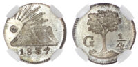 Central American Republic, Guatemala, silver ¼ Real, 1837 - MS 67