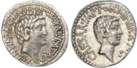 Mark Antony and Octavian, Silver Denarius