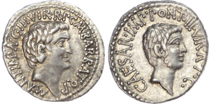 Mark Antony and Octavian, Silver Denarius