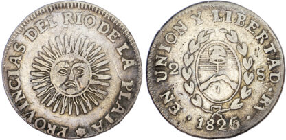 Argentina, Rio de la Plata, silver 2 Soles 1826 RA