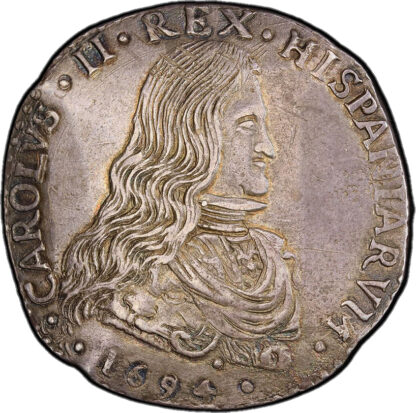 Italy, Milan, Charles II (1667-1700), silver Filippo, 1694 - AU 55