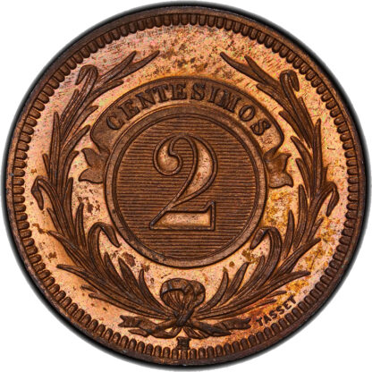 Uruguay, Republic, bronze 2 Centesimos, 1869 H - SP 64