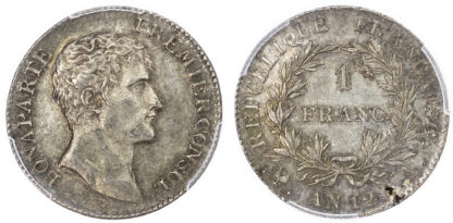 France, Napoleon I (as First Consul, 1799-1804), silver Franc - AU 58
