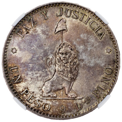Paraguay, silver Peso, 1889 - AU 58