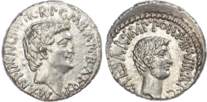 Mark Antony and Octavian, Silver Denarius