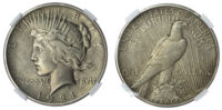 USA, silver High Relief Peace Dollar, 1921 - XF Details