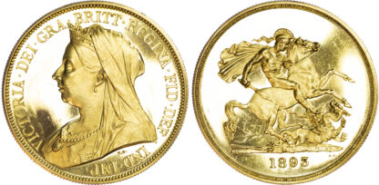 Victoria, Proof Five Pounds, 1893