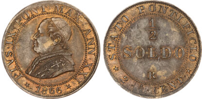 Italy, Papal States, Pius IX (1846-1870), copper Mezzo Soldo
