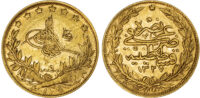 Ottoman Empire, Muhammad V (1909-1918), gold 100 Kurush