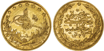 Ottoman Empire, Muhammad V (1909-1918), gold 100 Kurush