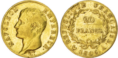 France, First Empire, Napoleon I (1804-1814), gold 20 Francs