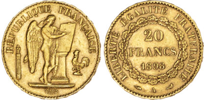 France, Republic, gold 20 Francs, 1898