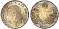 India, EIC, Edward VII (1901-1910), silver 1/4 Rupee, 1910, Calcutta