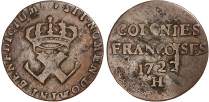 USA, French Colonies, Louis XV (1715-1774), bronze Sou, 1722-H