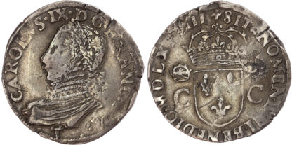 France, Charles IX (1560-1574), silver Teston, 1574-T, Nantes