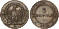 Italy, Roman Republic, copper 3 Baiocchi, 1849