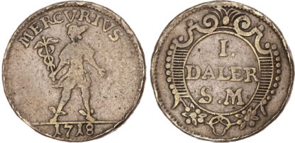 Sweden, Karl XII (1697-1718), copper Daler, Mercury, 1718 - emergency issue