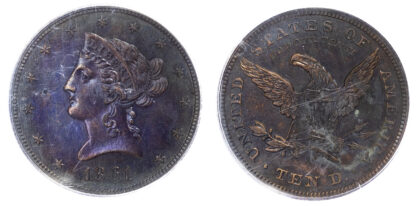 USA, copper Pattern 10 Dollars, 1861 - PR 63 BN